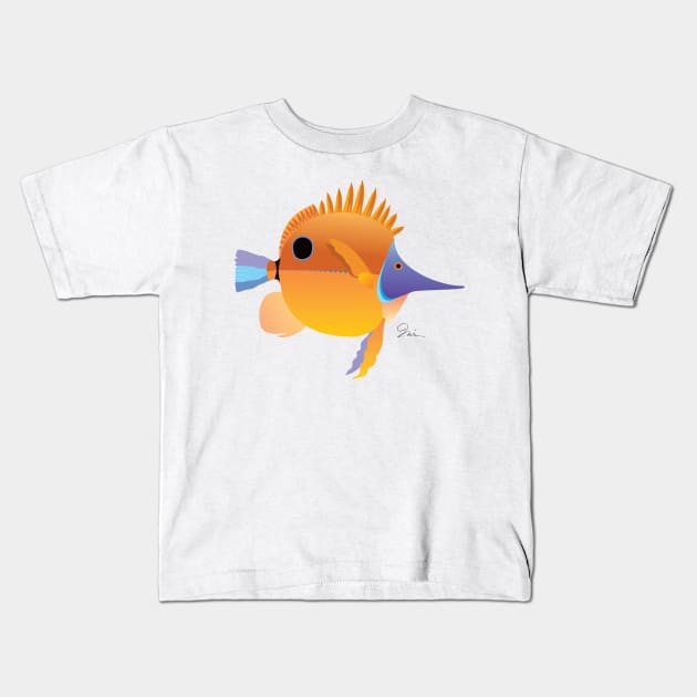 Yellow Fish Kids T-Shirt by TrevorIrvin